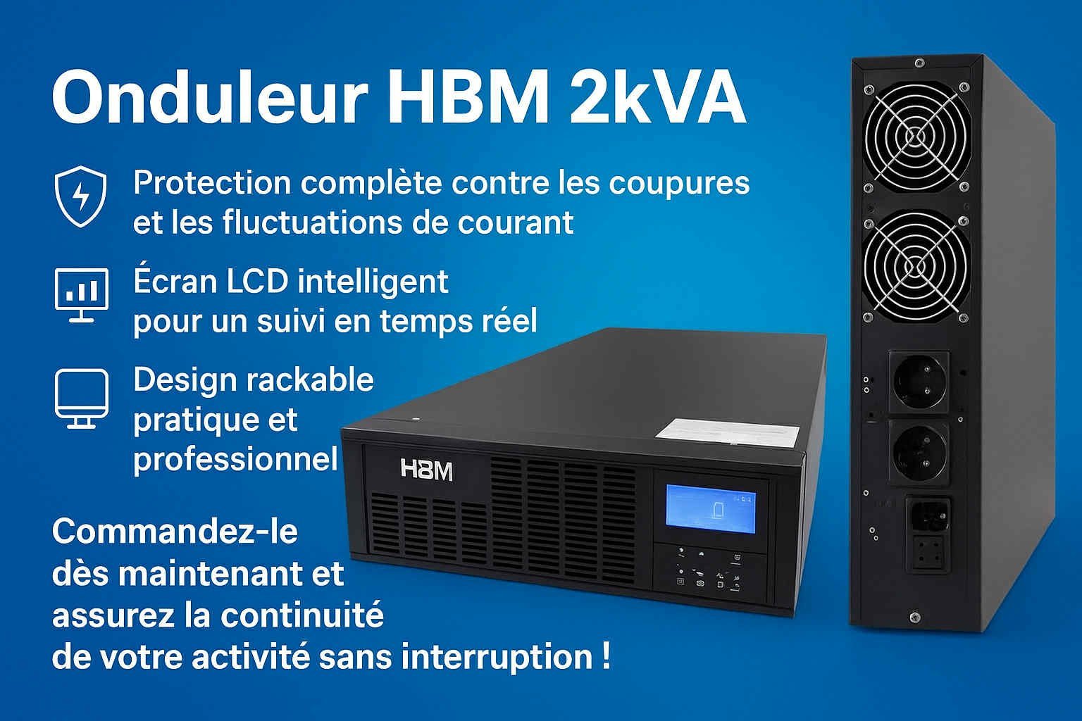 Onduleur – Stabilisateur Online rackable HBM 2KVA