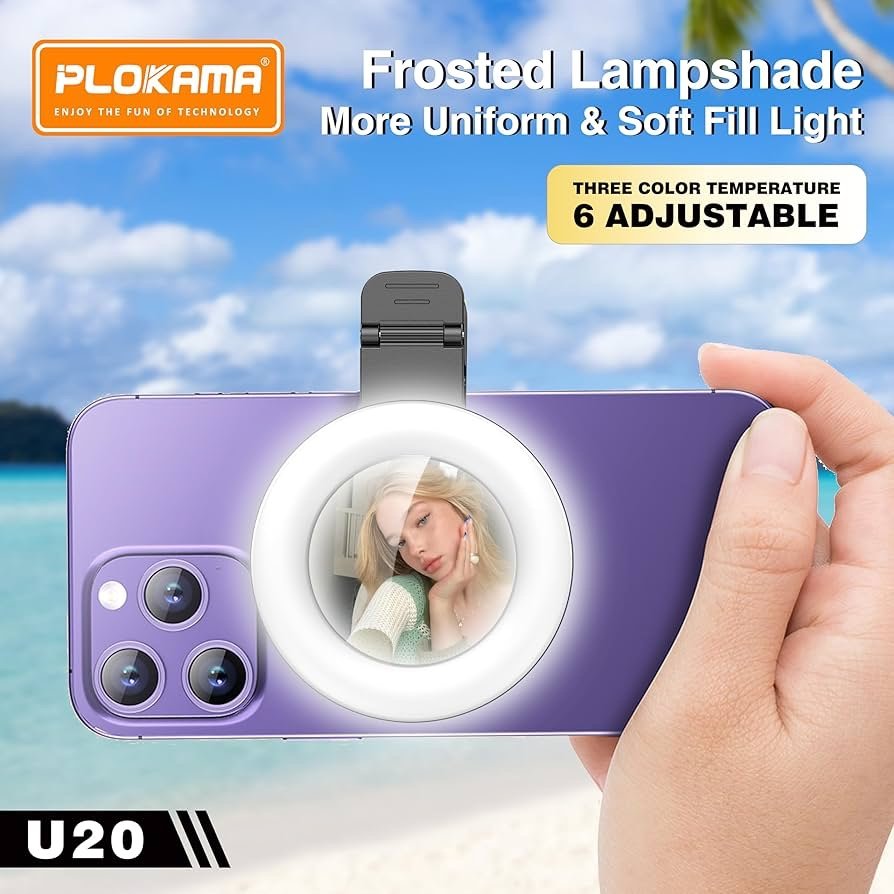 Plokama LED Fill Light U20 – إضاءة احترافية للسيلفي وصناعة المحتوى - الصورة 4